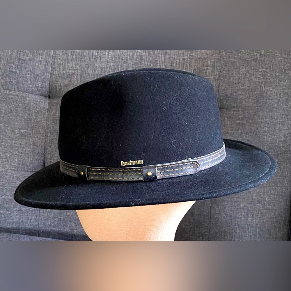 NWOB FAUSTMANN outdoor outleaf black traveller wool felt hat